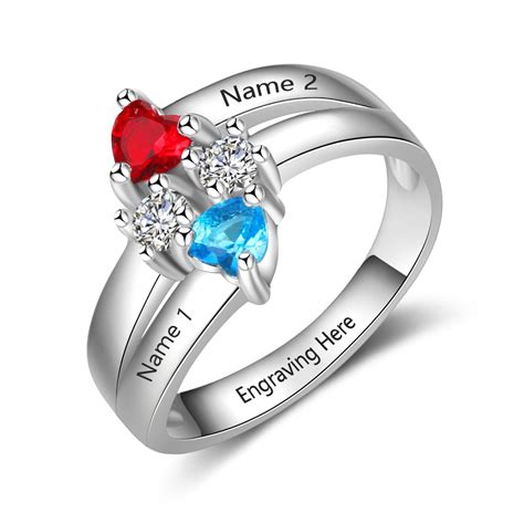 Birthstone Rings Mothers Rings Sterling Silver Personalized