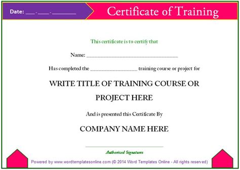 Training Certificate Template Microsoft Word Templates Microsoft Word