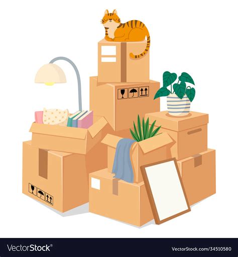 Boxes Stack For Moving Stacked Brown Cardboard Vector Image