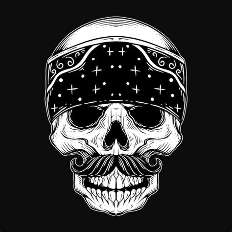 Premium Vector Dark Art Skull Gangster Tattoo Vintage Gangsta Apparel Hand Drawing Style