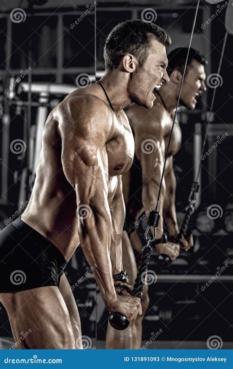 Guy Bodybuilder With Dumbbell Stock Image Image Of Fitness Athletic