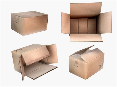 3D asset Cardboard box set of package boxes industrial 2