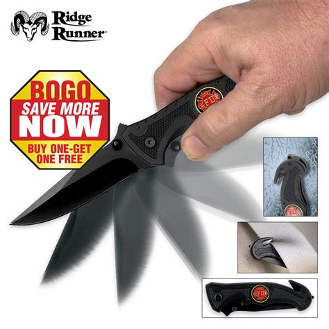 Ridge Runner Firefighter Assisted Opening Pocket Knife 2 For 1 Knives And Swords At