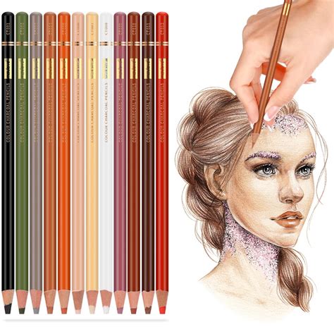 Buy Professional Colour Charcoal Pencils Drawing Set Skin Tone Colored