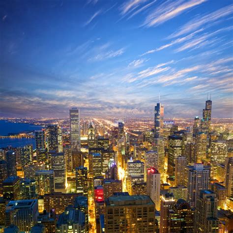 Chicago At Dusk Stock Image Image Of Famous Sunset 75592299