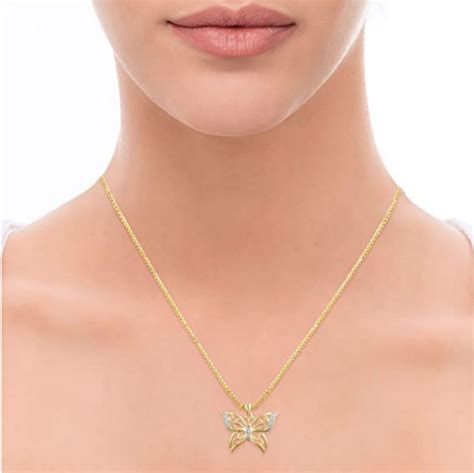 Butterfly Necklace Gold Diamond Butterfly Pendant Necklace Etsy