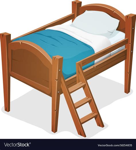 Bed Drawing Lit Simple Blue Blanket Wood Beds Art Furniture