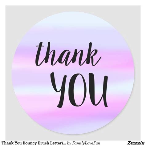 A Round Thank You Sticker With The Words Thank You In Black On A Pink