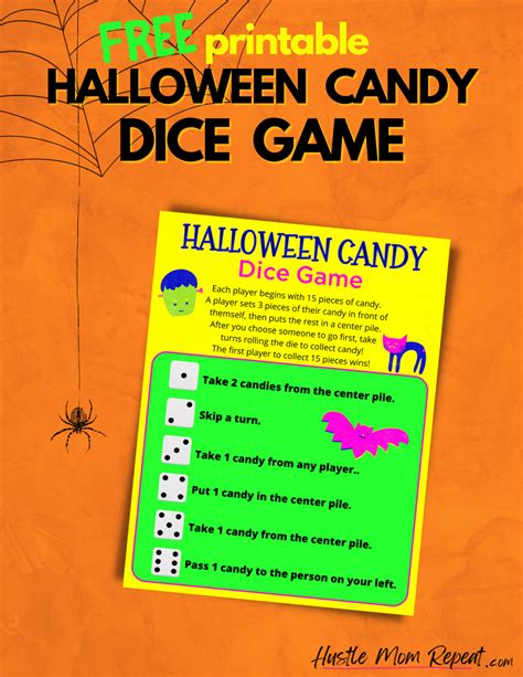 Free Printable Candy Dice Game For Halloween Hustle Mom Repeat