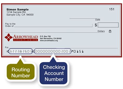 The first number is the routing number and the second is your unique account number. Arrowhead Credit Union Routing Number - Arrowhead Credit Union