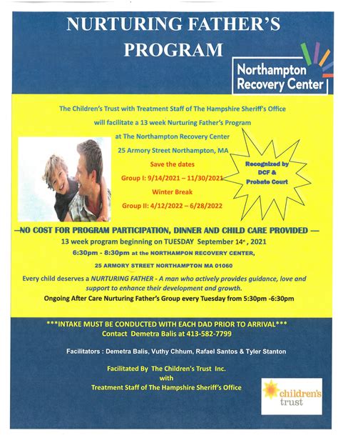 Nurturing Fathers Program Tuesdays 630pm 830pm — Northampton Recovery