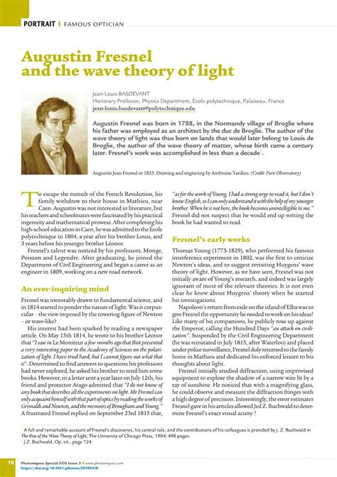 Augustin Fresnel And The Wave Theory Of Light Docslib