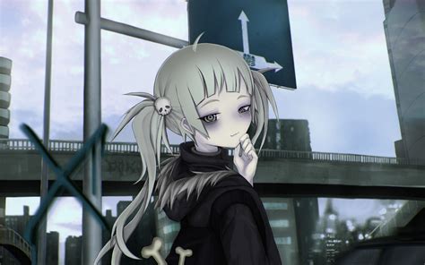 Download Wallpaper 3840x2400 Girl Glance Gloomy Anime Art Gray 4k