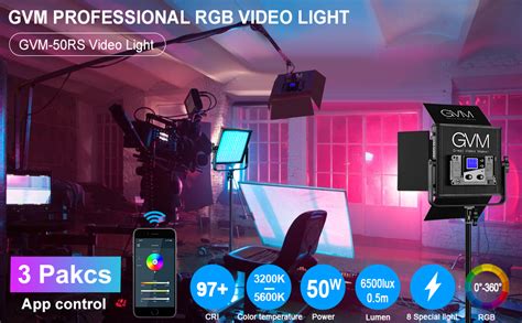 Gvm Rgb Video Lights With App Control 50w Full Color