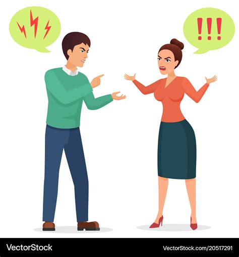 Cartoon Man And Woman Quarreling Angry Couple Vector Image
