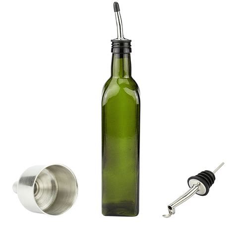 Xyun Olive Oil Bottle17 Oz Dark Green Kitchen Oil Bottle Against