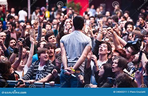 Enthusiastic Crowd During A Rock Concert Editorial Photo Image Of