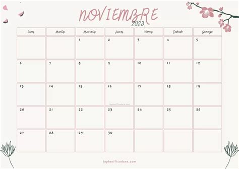 Calendarios Noviembre 2023 💜 Para Imprimir