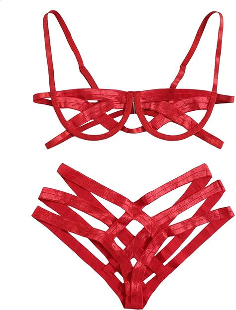 Buy Sexy Lingerie Set For Women 2 Piece Full Body Harness Criss Cross Hollow Cupless Cage Bra