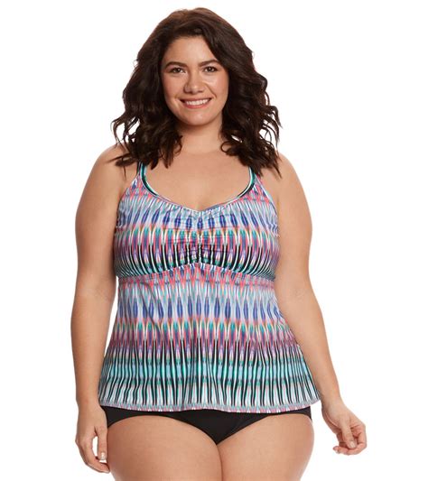 24th and ocean plus size i kat believe it racer back tankini top at