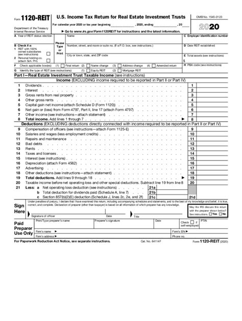 2020 Form Irs 1120 Reit Fill Online Printable Fillable Blank Pdffiller