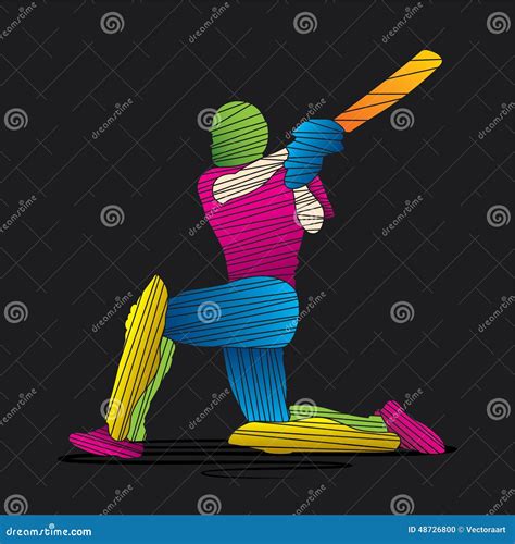 Creative Abstract Cricket Player Design By Brush Stroke Stock Vector