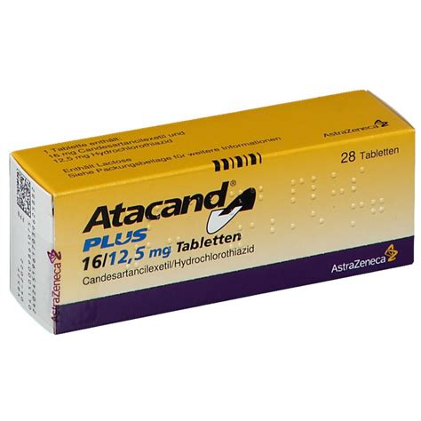 Atacand plus 16/12.5 tablets are peach, oval, biconvex tablets with a score on both sides and marked a/cs. Atacand® Plus 16 mg/12,5 mg 28 St - shop-apotheke.com