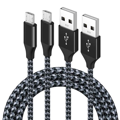Micro Usb Charger Cable 2m 2 Pack Hankn Nylon Braided Smartphone