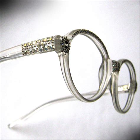 1960s Clear Round Rhinestone Eyeglass Frames Made In France