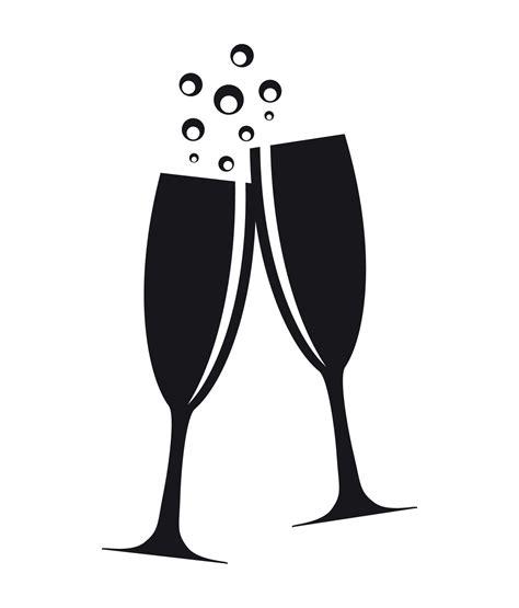 Two Glasses Of Champagne Silhouette Vector Illustration 4545940 Vector Art At Vecteezy