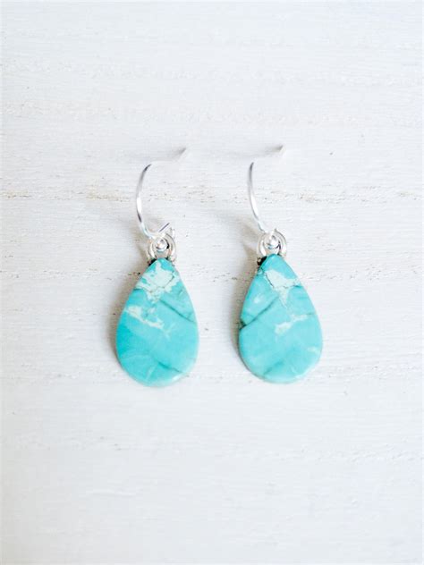 Turquoise Earrings Turquoise Jewelry Gemstone Earrings Etsy