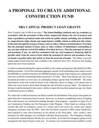 Free 3 Construction Loan Proposal Samples In Pdf