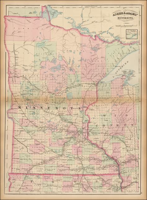 Asher And Adams Minnesota Barry Lawrence Ruderman Antique Maps Inc