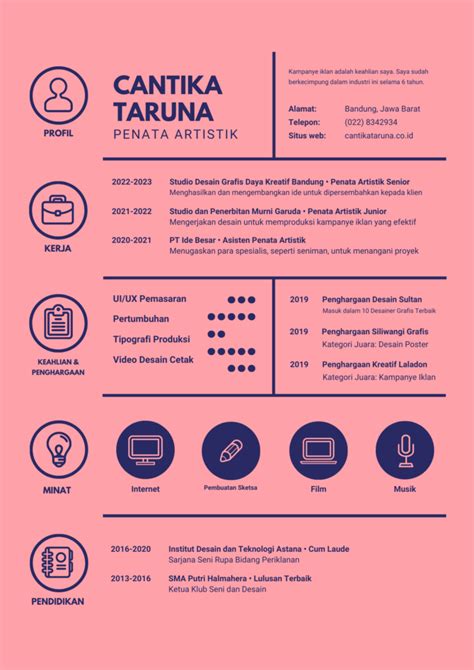 Contoh Cv Formal Modern Kreatif Dalam Bahasa Indonesia Serta Inggris