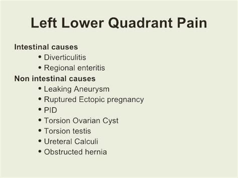 Causes Of Left Lower Quadrant Abdominal Pain Pt Master Guide