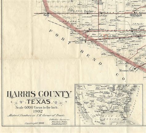 Extremely Rare 1902 Promotional Map Of Harris County Texas Rare