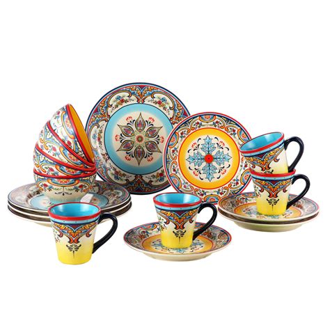 Two plates, a bowl, and a mug. EuroCeramica Zanzibar 16 Piece Dinnerware Set & Reviews ...