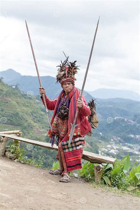 Old Ifugao Man In National Dress Next To Rice Terraces Ifugao The People In The Philippines