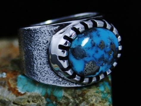 Philander Begay Morenci Turquoise Tufa Cast Sterling Silver Ring