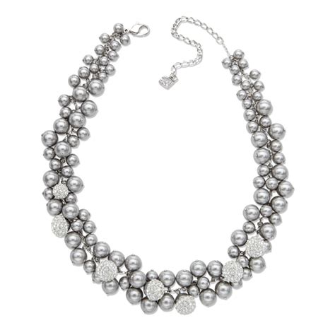 Swarovski Crystal Pearl Necklace In Gray Grey Lyst