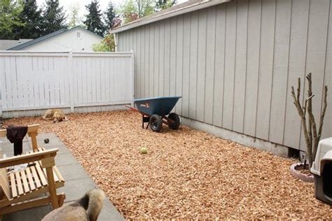 Moving wood chips via wheelbarrow is a lot of work, but it's good exercise and you get that instant. Cedar Mulch - M&L Hector Lawncare
