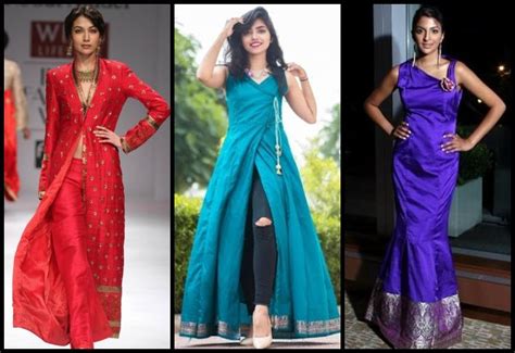 10 Creative Ways To Reuse And Restyle Your Old Sarees Into Fashionable Dresses Recycled Dress