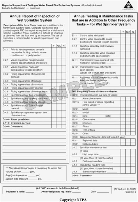 Nfpa inspection fire water pump. Weekly Fire Sprinkler Inspection Form | Universal Network