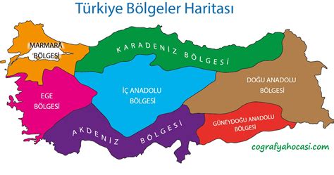 Türkiyenin Bölge ve Bölümleri Haritası Coğrafya Hocası