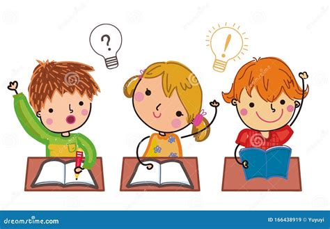 Cute Students Answer Questions Stock Vector Illustration Of Funny