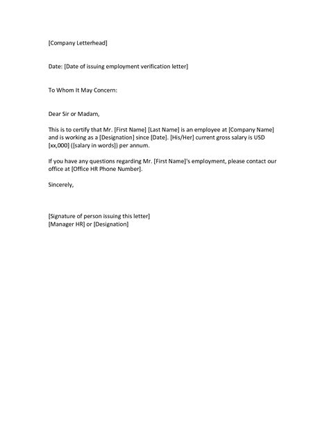 To whom it may concern: Employment Verification Letter To Whom It May Concern ...