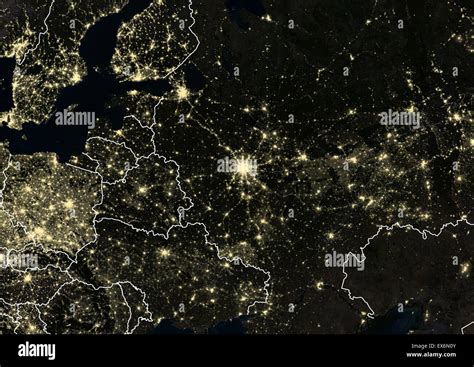 Moscow Russia At Night In 2012 This Satellite Image With Country