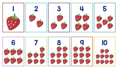 The Numbers Are Arranged In Rows With Strawberries On Each Row And One