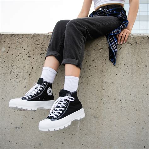 converse chuck taylor all star lugged black white high top shoes converse ctas boot bet