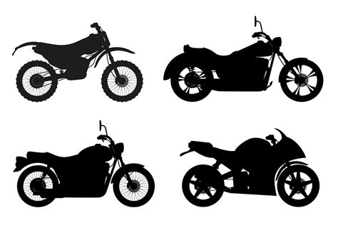 Motocicleta Set Iconos Negro Contorno Silueta Vector Ilustración 488215
